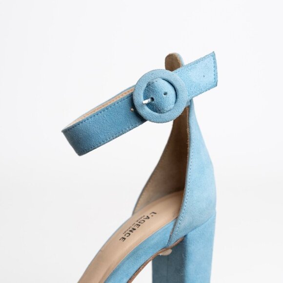 L'Agence Cecile Suede Ankle Strap Sandals Block Heel In Baltic Sea EU 36 - Picture 12 of 16